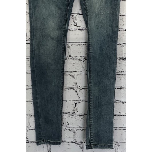 TRUE CRAFT Junior Jeans Mid Rise Skinny Size 3 Distressed Blue 5 Pocket EUC - Picture 3 of 7